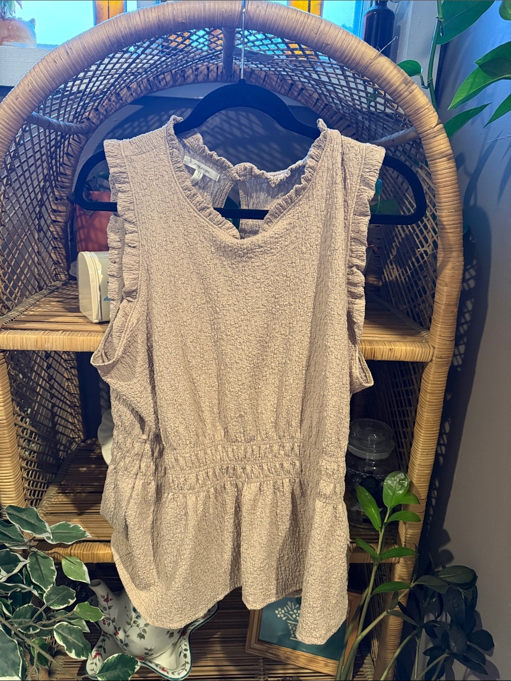 Maurices Light Beige Ruffle Peplum Camisole